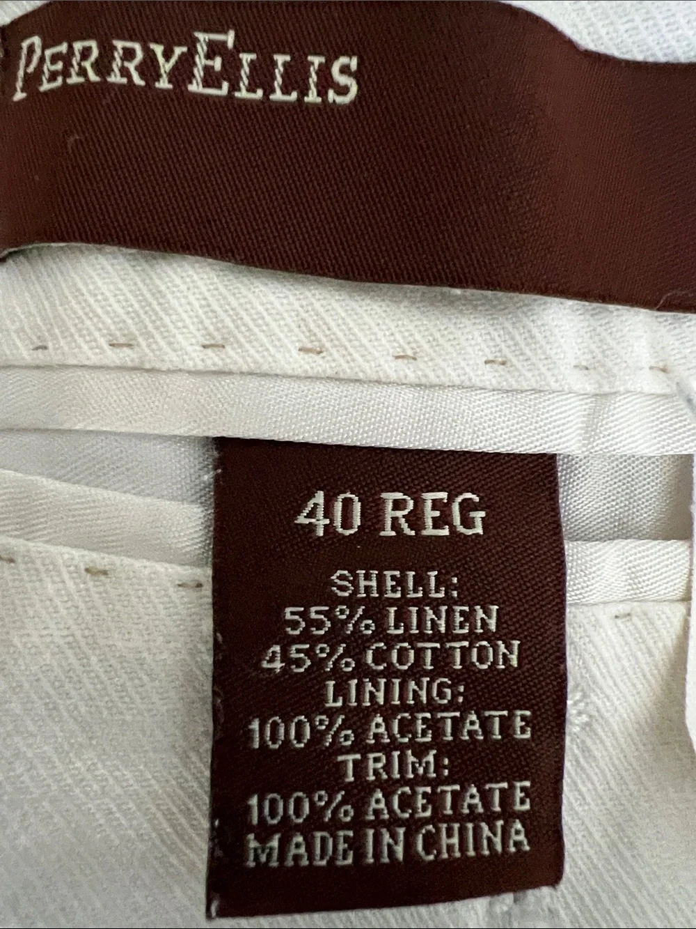 Perry Ellis White Linen&Cotton blend  Jacket with Brown Label